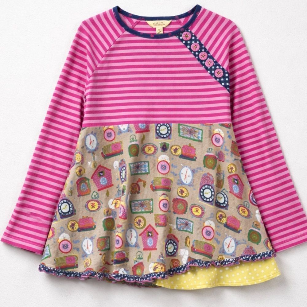 Matilda Jane In Disguise Swing long sleeve strip pink clock print top size 8